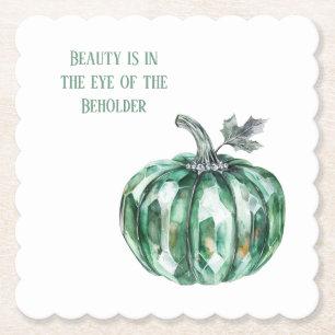 Emerald Green Pumpkin Paper Coaster