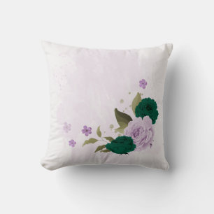  emerald green purple flowers throw pillow