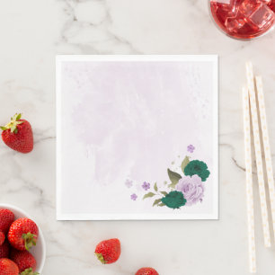 emerald green purple flowers wedding napkin