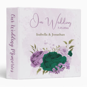 emerald green purple flowers wedding photo album binder