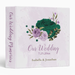 emerald green purple flowers wedding photo album binder