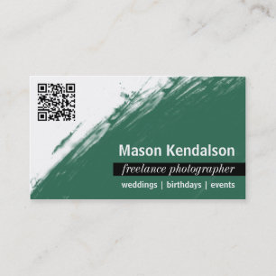 Emerald Green QR CODE Photographer Business Card