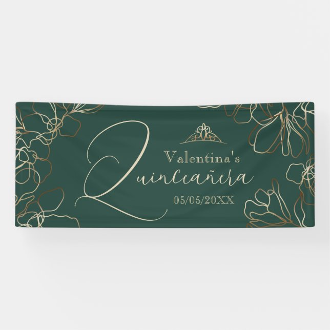 Emerald green Quinceañera Banner (Horizontal)