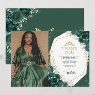 Emerald Green Quinceañera Carte de remerciements p