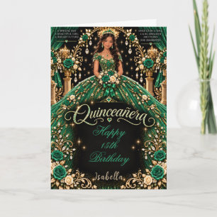 Emerald Green Quinceañera Celebration Card