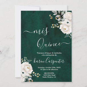Emerald Green Quinceanera Invitation