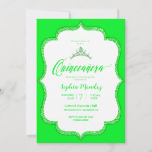 Emerald Green Quinceanera Invitation