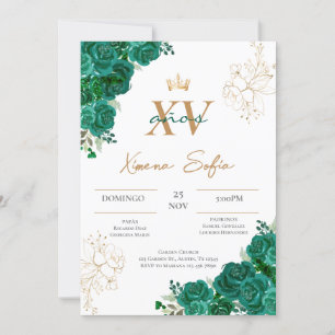 Emerald Green Quinceanera Invitation