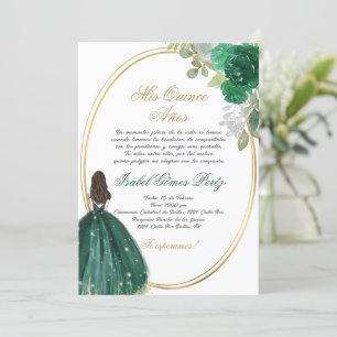 Emerald green Quinceanera silhouette Invitation