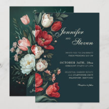 Emerald Green & Red Tulip Botanical Wedding