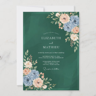 Emerald Green Regal Botanical Wedding Invitation