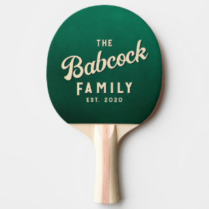 Emerald Green Retro Family Name & Year Ping Pong Paddle