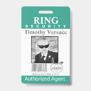 Emerald Green Ring Bearer Security Badge