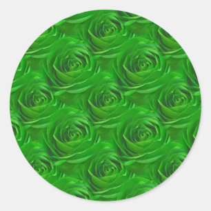 Emerald Green Rose Centre Wallpaper Pattern Classic Round Sticker