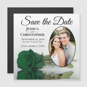 Emerald Green Rose Enregistrer la date Magnet phot
