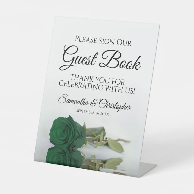 Emerald Green Rose Please Sign Our Guest Book (Front)