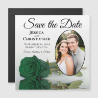 Emerald Green Rose Save The Date Photo Magnet