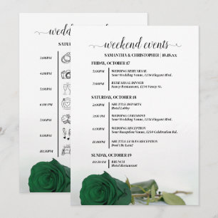 Emerald Green Rose Wedding Events & Timeline Program