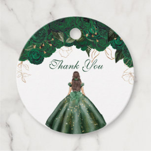 Emerald Green Roses Floral Quince Thank You Favour Tags