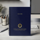 Emerald green Round Logo Name Professional Planner<br><div class="desc">Stay organized and elevate your professional image with our Custom Spiral Planner, featuring a refined navy blue leather-look design that combines sophistication with functionality. A customizable square space on the cover allows you to prominently display your business logo over a gold texture while two additional lines of editable text offer...</div>