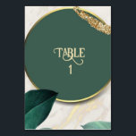 Emerald Green round wedding Table Number<br><div class="desc">Emerald green and gold table number with a marble look as the background. Custom the number and the font.</div>