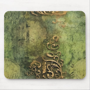 Emerald Green Rustic Steampunk Clock (11) Mouse Pad