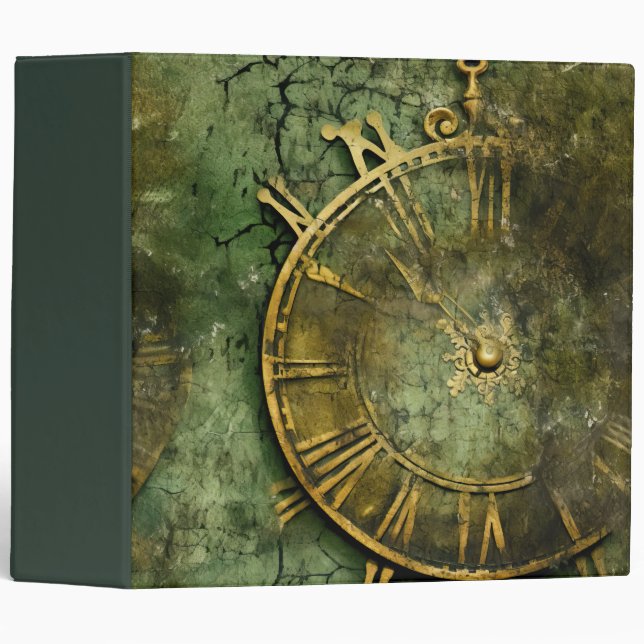 Emerald Green Rustic Steampunk Clock (12) Binder (Front/Spine)