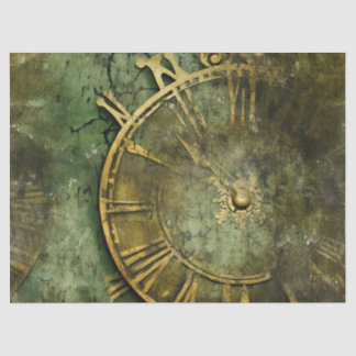 Emerald Green Rustic Steampunk Clock (12) Tissue Paper