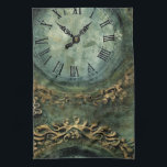 Emerald Green Rustic Steampunk Clock (1) Kitchen Towel<br><div class="desc">Elevate your kitchen decor with this kitchen towel featuring a vintage steampunk wall clock against a rustic emerald green backdrop. It's a fusion of classic design and modern functionality. Order yours now!</div>
