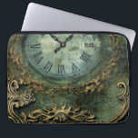 Emerald Green Rustic Steampunk Clock (1) Laptop Sleeve<br><div class="desc">Safeguard your laptop in style with this laptop sleeve adorned with a captivating old-style steampunk wall clock against a rustic emerald green backdrop. It's a fusion of vintage aesthetics and modern functionality. Order yours now!</div>