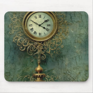 Emerald Green Rustic Steampunk Clock (2) Mouse Pad