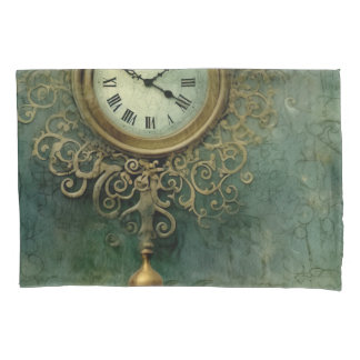 Emerald Green Rustic Steampunk Clock (2) Pillowcase