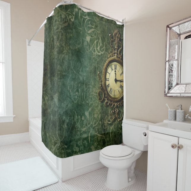 Emerald Green Rustic Steampunk Clock (3) (In Situ)