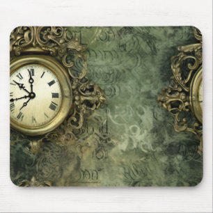 Emerald Green Rustic Steampunk Clock (4) Mouse Pad
