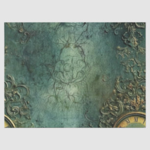Emerald Green Rustic Steampunk Clock (8) Tissue Paper