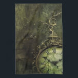 Emerald Green Rustic Steampunk Clock (9) Kitchen Towel<br><div class="desc">Elevate your kitchen decor with this kitchen towel featuring a vintage steampunk wall clock against a rustic emerald green backdrop. It's a fusion of classic design and modern functionality. Order yours now!</div>