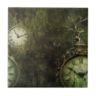Emerald Green Rustic Steampunk Clock (9) Tile