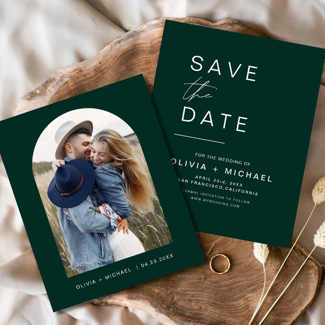 Emerald Green Save the Date Photo Announcement (Creator Uploaded)