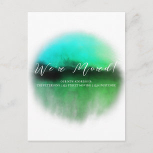 Emerald Green Script Moving Announcement Postcard