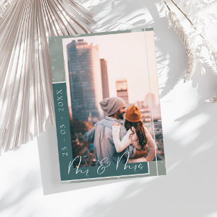 Emerald Green Script Photo Save the Date Card