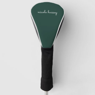 Emerald Green Script    Stylish Monogram Modern Golf Head Cover