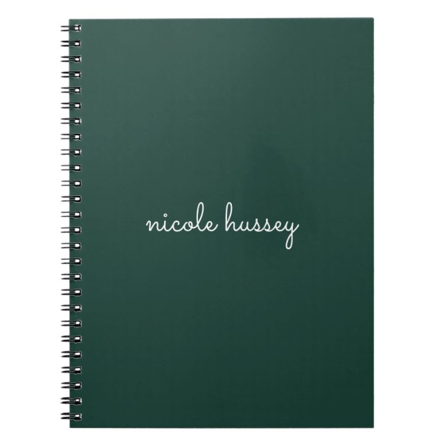 Emerald Green Script | Stylish Monogram Modern Notebook (Front)