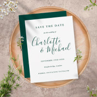 Emerald Green Script Wedding Save the Date