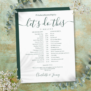 Emerald Green Script Wedding Schedule Timeline