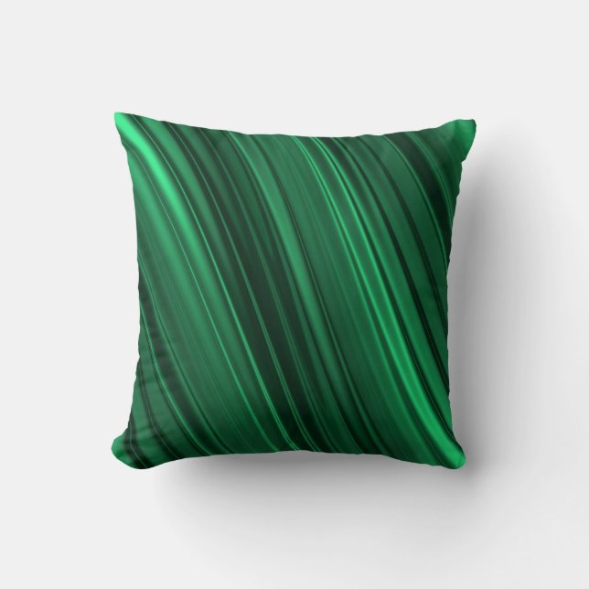 Emerald green shaded stripes throw pillow (Front)