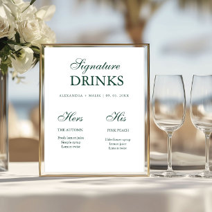 Emerald Green Signature Drink wedding sign