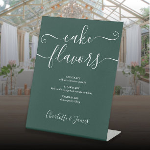 Emerald Green Signature Script Cake Flavours Pedestal Sign