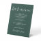 Emerald Green Signature Script Wedding Bar Menu