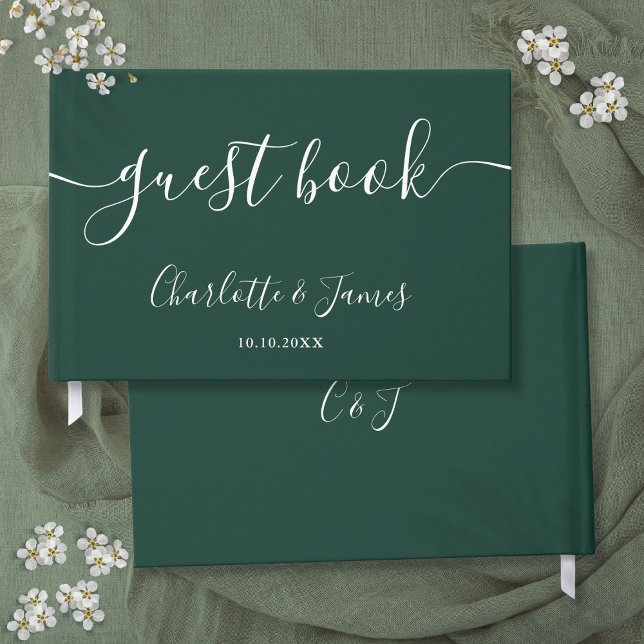 Emerald Green Signature Script Wedding Guest Book (Emerald Green Signature Script Wedding Guest Book)