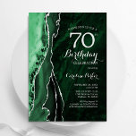 Emerald Green Silver Agate 70th Birthday Invitation<br><div class="desc">Emerald green and silver agate 70th birthday party invitation. Elegant modern design featuring watercolor agate marble geode background,  faux glitter silver and typography script font. Trendy invite card perfect for a stylish women's bday celebration. Printed Zazzle invitations or instant download digital printable template.</div>